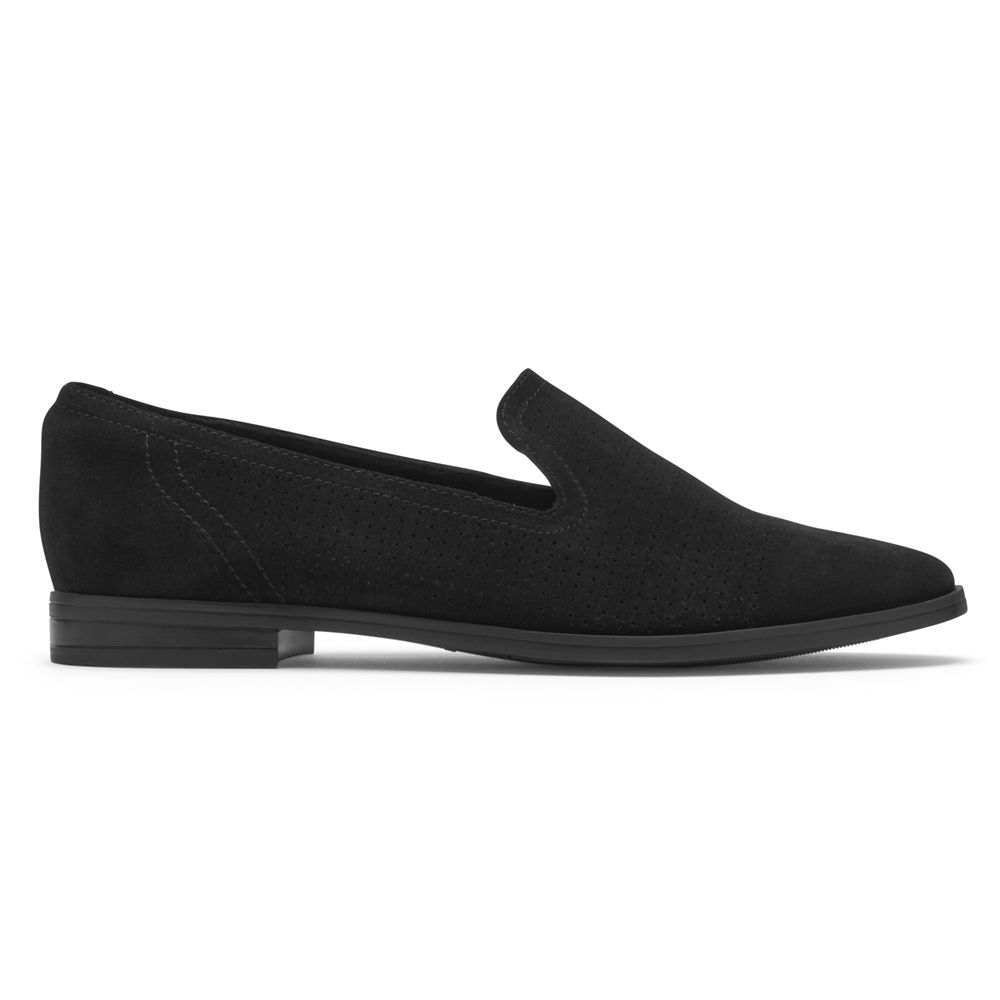 Rockport Perpetua Perforated - Womens Loafers - Black - NZ (GMD-586430)